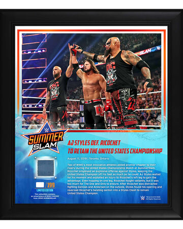 Aj Styles Summerslam 2019 15 X 17 Framed Plaque W Ring Canvas