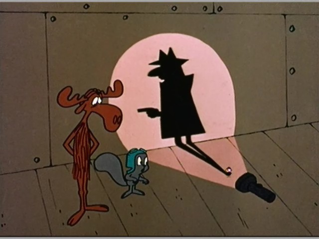 Mr. Big from Rocky and Bullwinkle, a tiny man casting a huge shadow