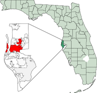 Map of Florida highlighting Clearwater