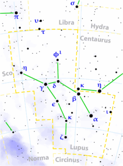Lupus constellation map