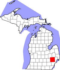 Map of Michigan highlighting Oakland County