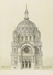 Victor Baltard - Church of Saint Augustin, Paris, elevation of the main facade - Google Art Project