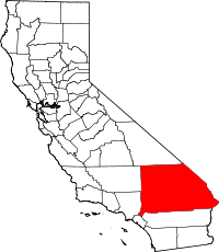 Map of California highlighting San Bernardino County