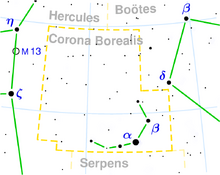 Corona borealis constellation map