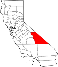Map of California highlighting Inyo County