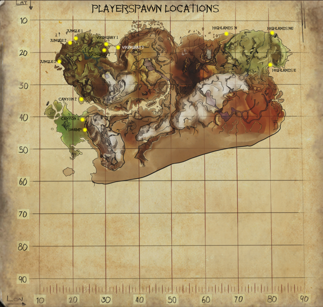 Playerspawns Ragnarok ARKSurvival Evolved Map Wiki Fandom