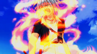 Haru engulfed in flames