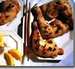 Spicy barbecued chicken legs