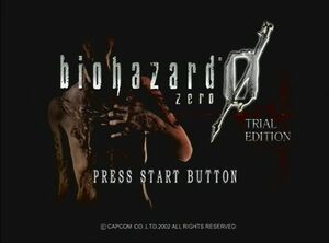 Biohazard zero title Screen