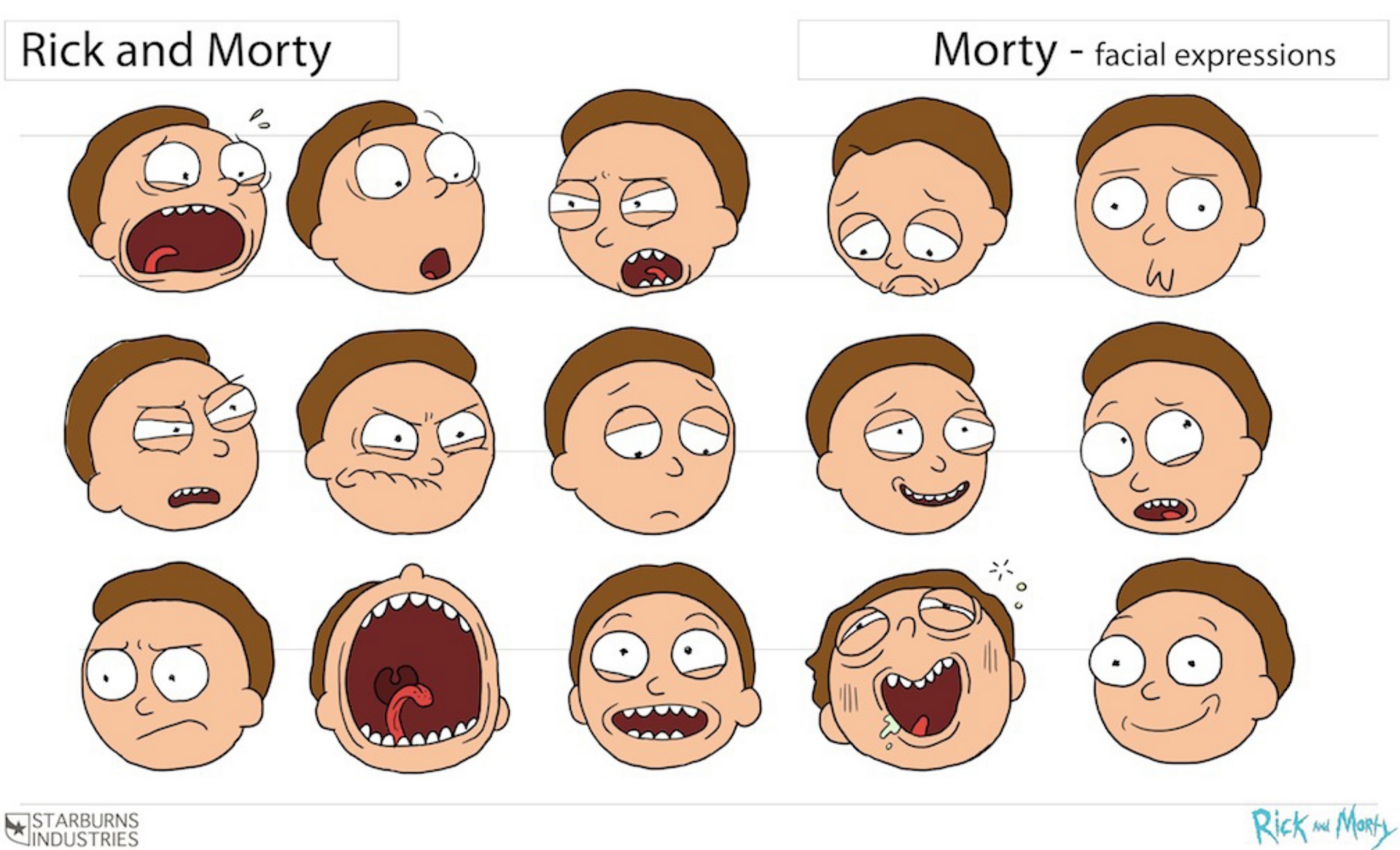 Obraz Morty character expressions.jpg Rick i Morty Wiki FANDOM