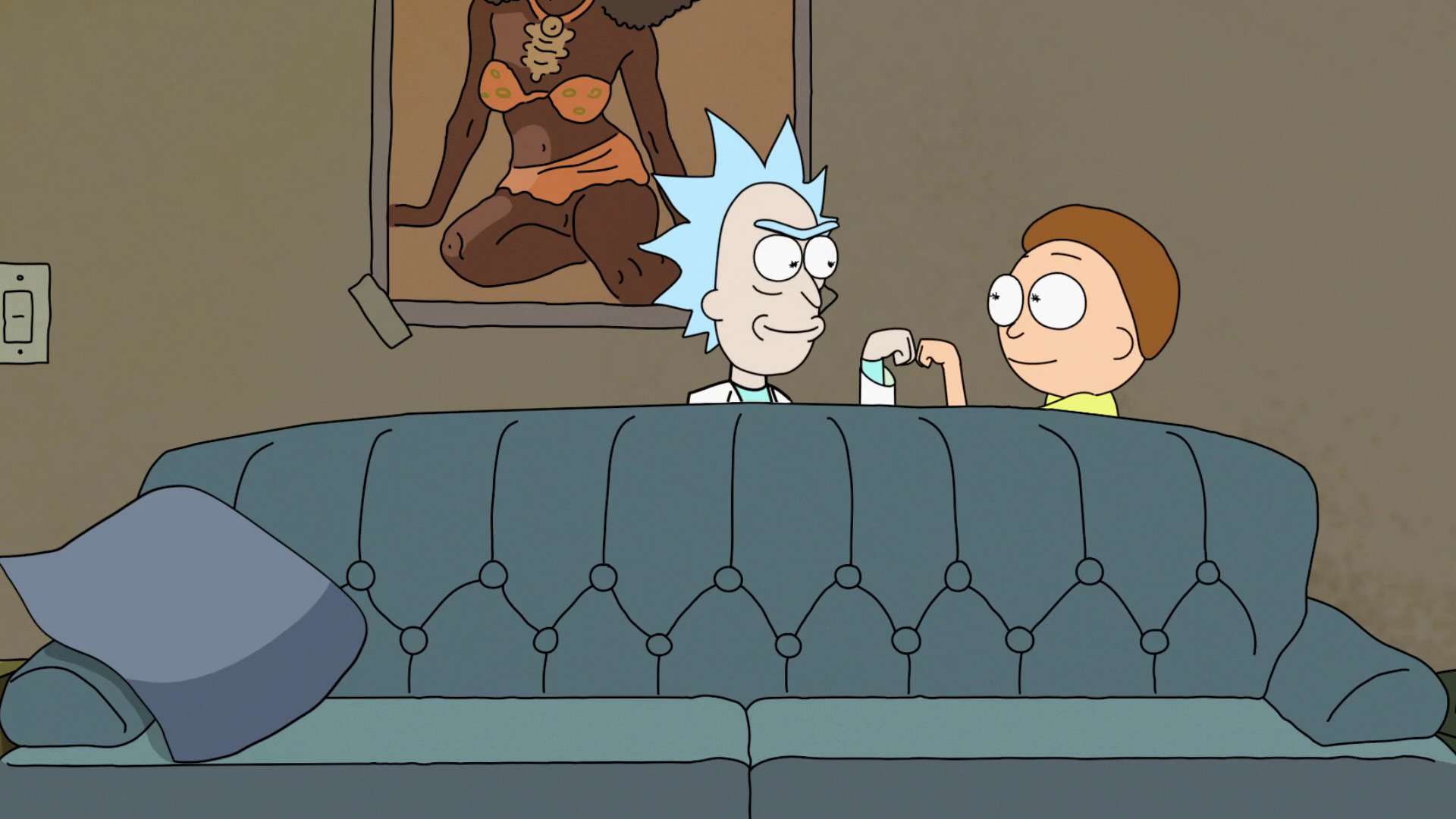 Rick and Morty fist bumping