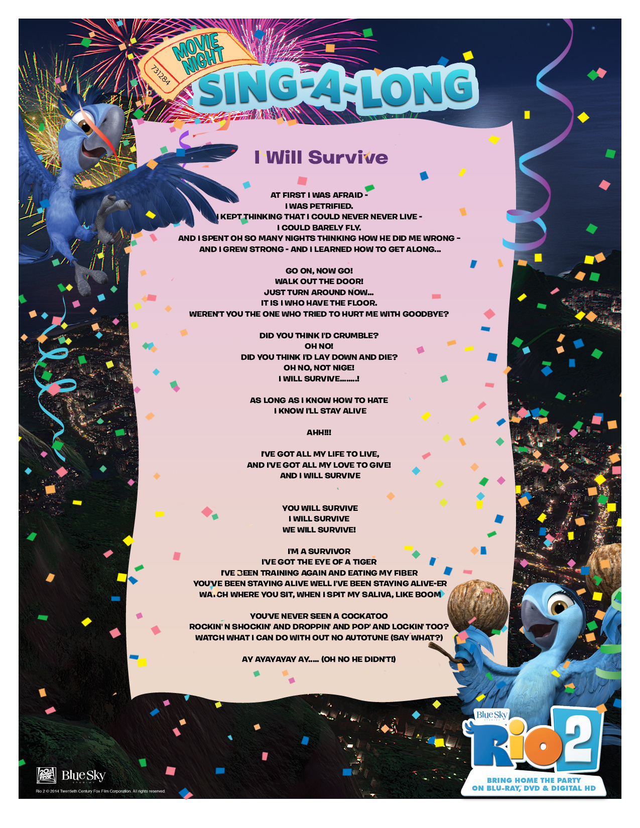 image rio 2 sing along i will survive jpg rio wiki fandom wiki cardinal flyers