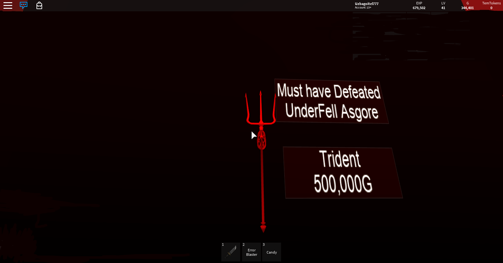 The Trident Roblox 3d Boss Battles Wiki Fandom Powered By Wikia - this weapon is very very strong stronger than chara s knife powerfullest common weapon you can buy it in throne hall in underfell it costs 250 000 gold