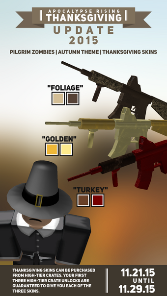 Thanksgiving Update 2015 Roblox Apocalypse Rising Wiki Fandom - hat gun roblox