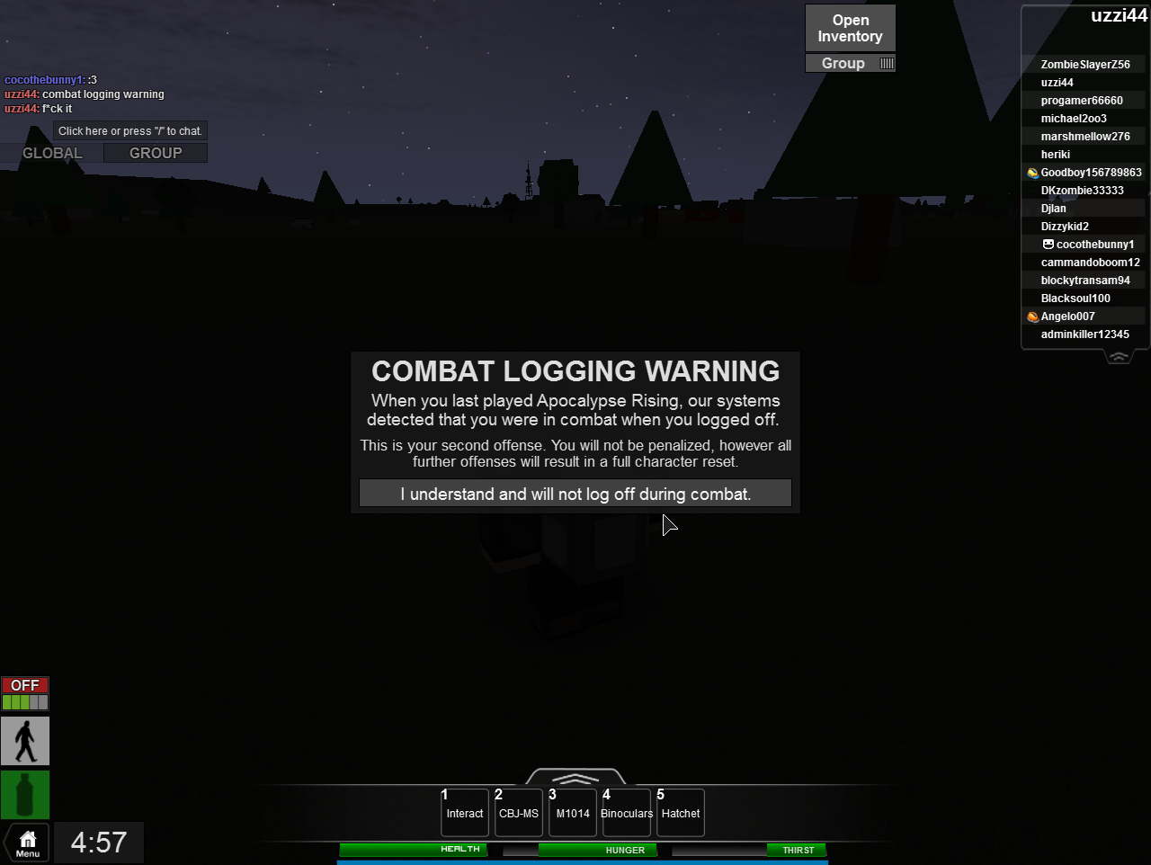 Combat Logging Roblox Apocalypse Rising Wiki Fandom - roblox hacks for apoc