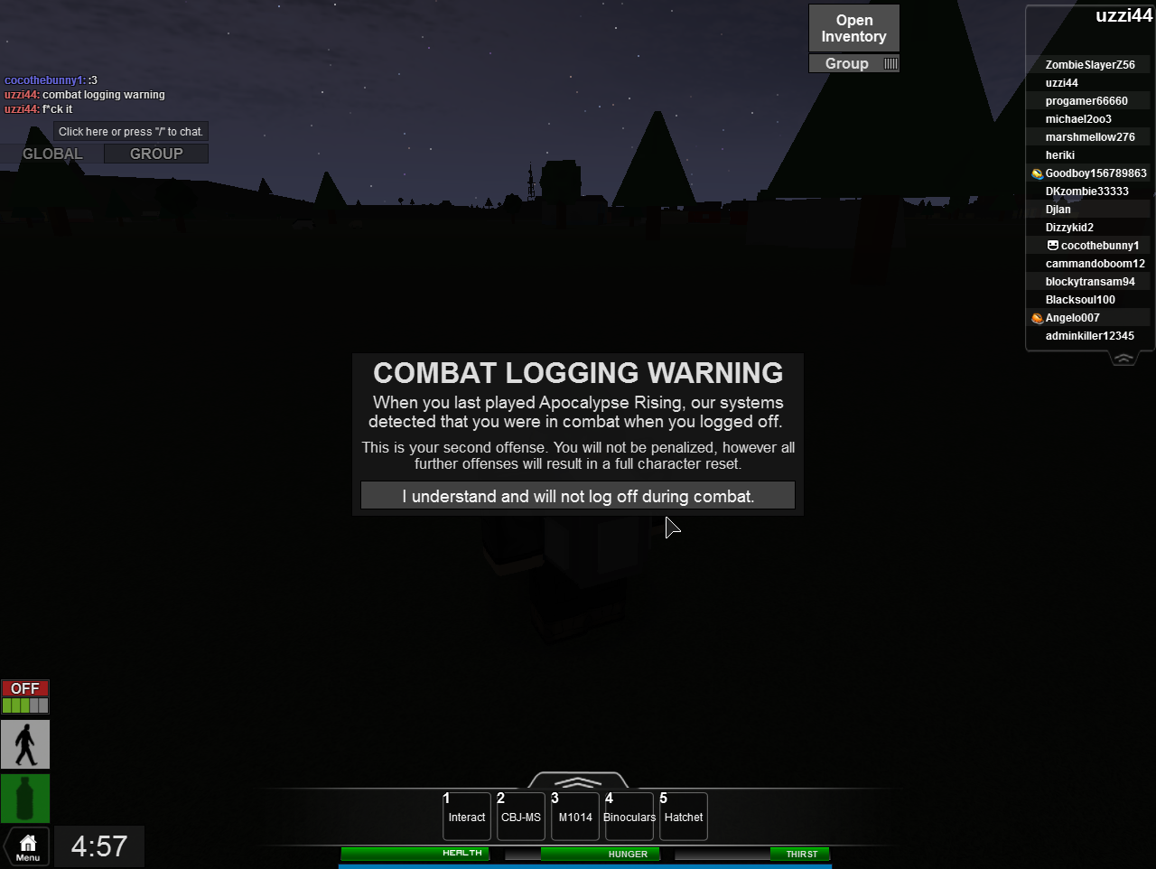 Combat Logging Roblox Apocalypse Rising Wiki Fandom - roblox those who remain wiki