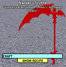 Nacker S Scythe Roblox Craftwars Wikia Fandom - void scythe roblox id