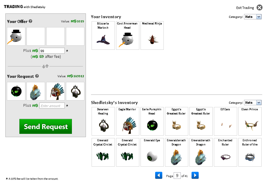 how to put items on trade roblox