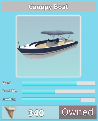 Canopy Boat Roblox Shark Bite Wiki Fandom - roblox sharkbite stealth boat