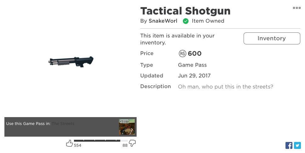 Tactical Shotgun Game Pass Roblox The Streets Ideas Wiki Fandom - robux 88