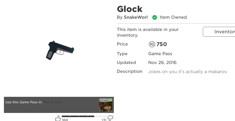 Glock Gamepass Roblox The Streets Ideas Wiki Fandom - how to make a game pass in roblox 2016