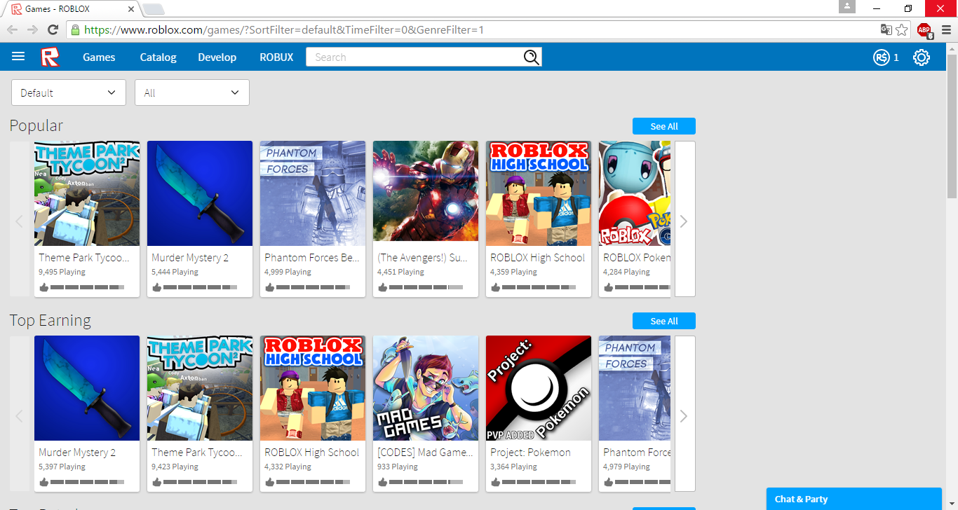 Roblox Home Page 2016