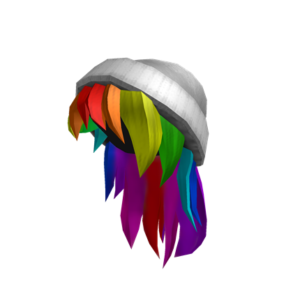 White Beanie With Rainbow Hair Roblox Wikia Fandom - black hair roblox free