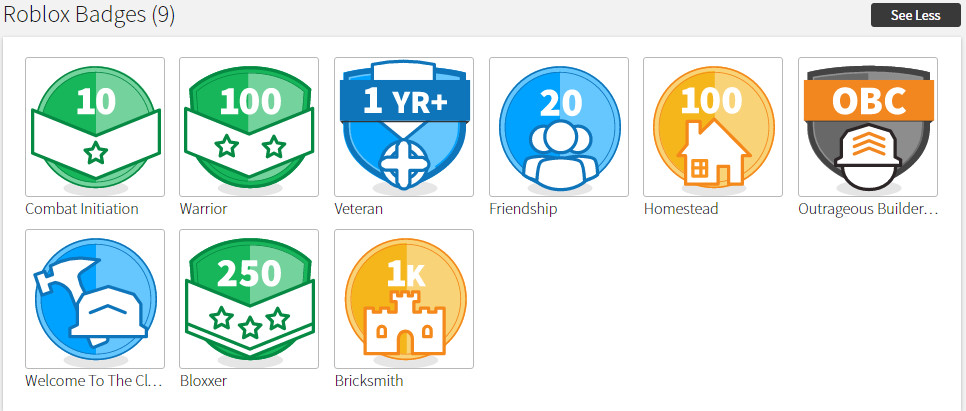 Roblox Badges Names