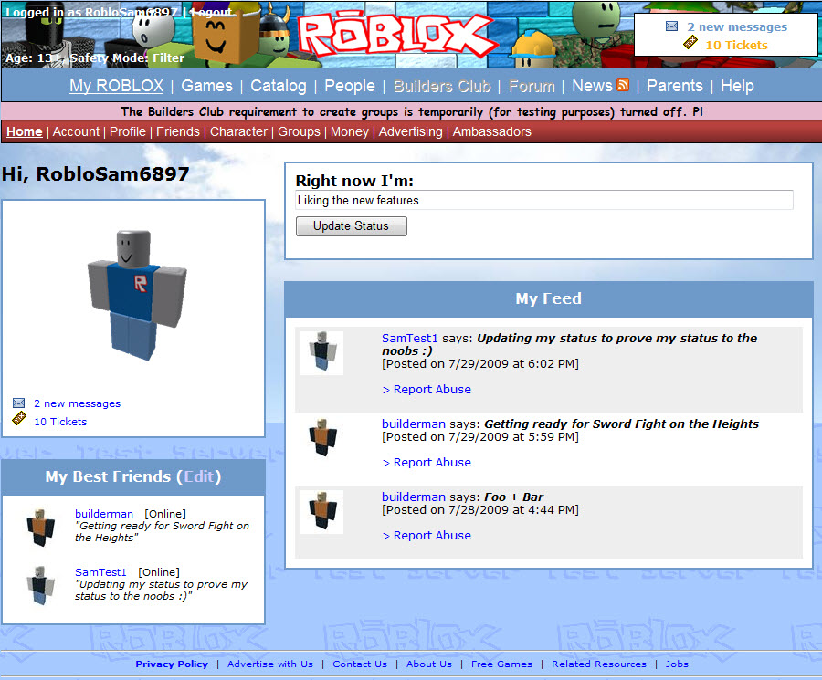 roblox home page