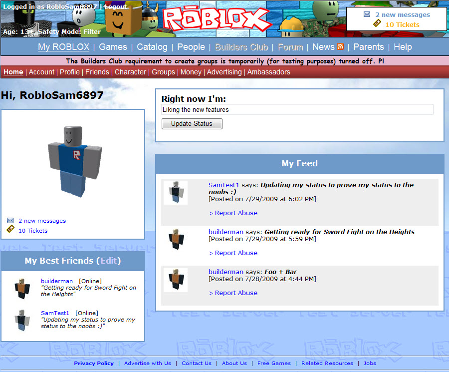 New Roblox Homepage