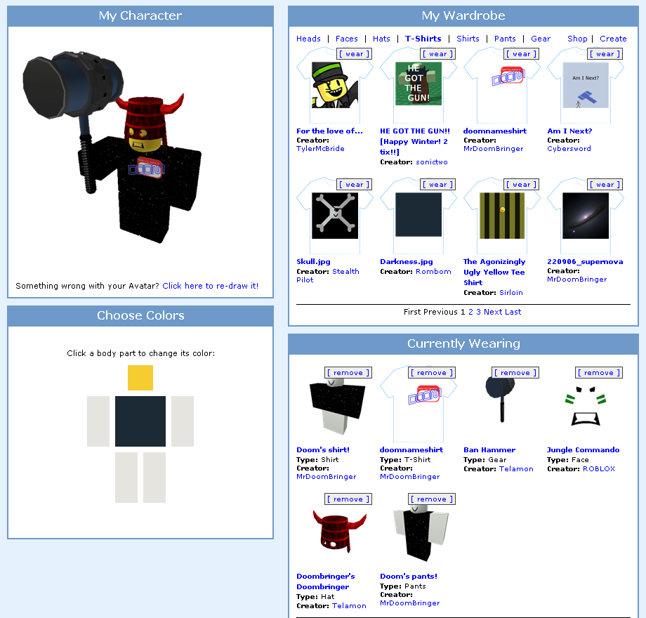 Roblox Character Page