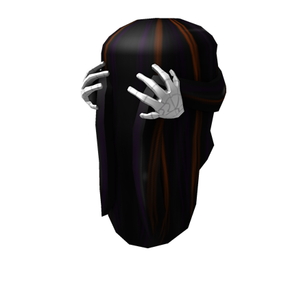 Long Dark Hair With Skeleton Hand Hair Clip Roblox Wikia - black hair roblox code