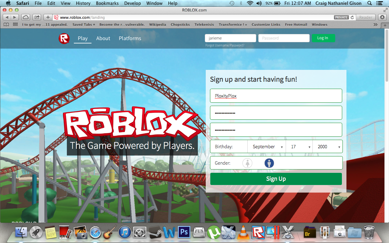 roblox sign up screen