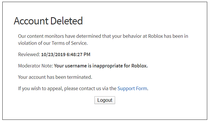 Roblox How To Ban Your Account