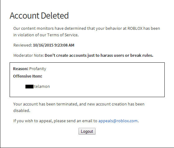 Ban Roblox Wikia Fandom - terminated roblox ban screen