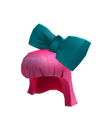 Pink Hair With Giant Cyan Bow Roblox Wikia Fandom