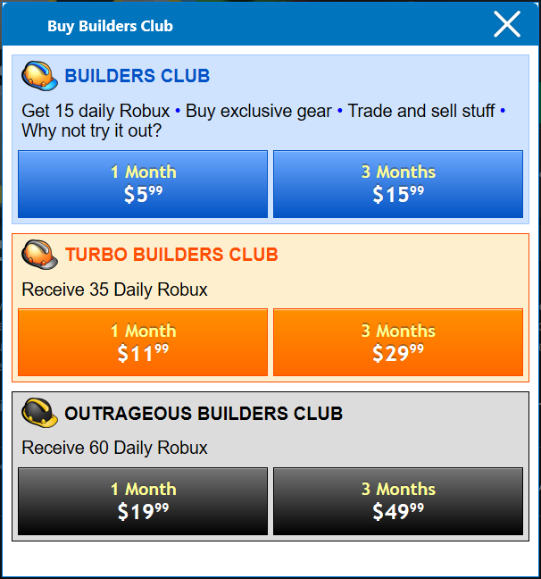 does builders club in roblox robux everyday