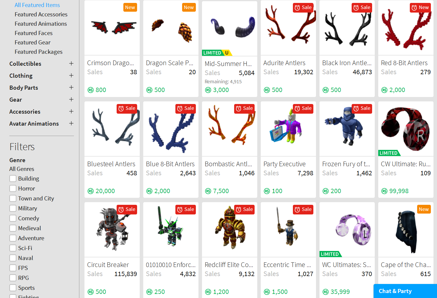 Roblox Catalog Limited Items