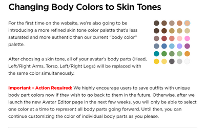 Roblox Skin Tone Update