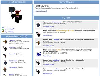 Roblox Home Page 2010