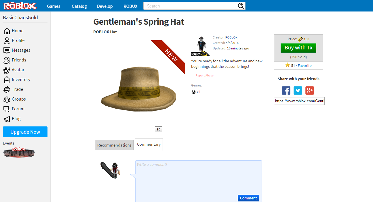 The Last Remaining Hat Using The Currency Of Tix Roblox Wikia