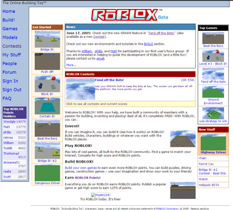 The Old Roblox Home Page