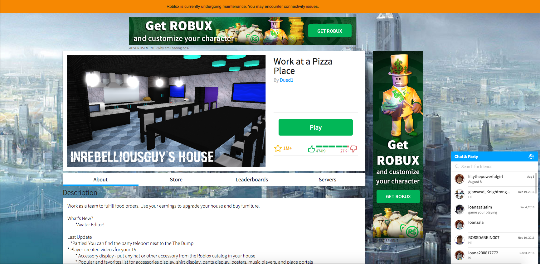 how long is roblox down for maintenance