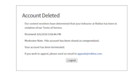 Fake Roblox Ban Screen