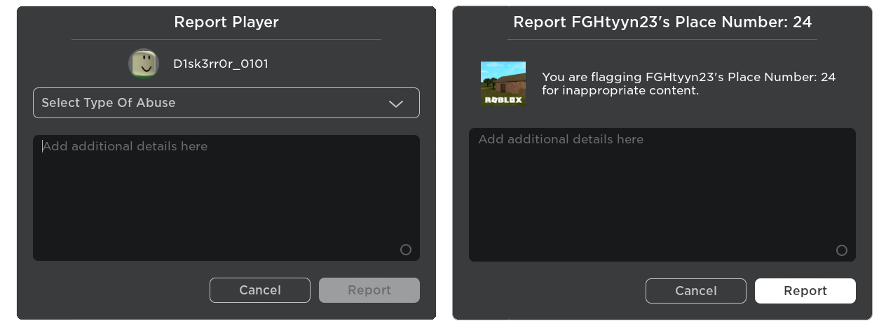 roblox how to report a player