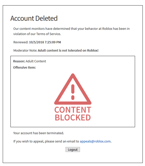 Roblox Account Deletion