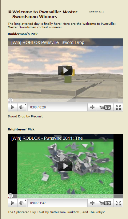 Roblox Pwnsville Video Contest Roblox Wikia Fandom - 