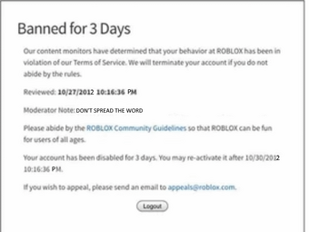 Roblox Banned Words