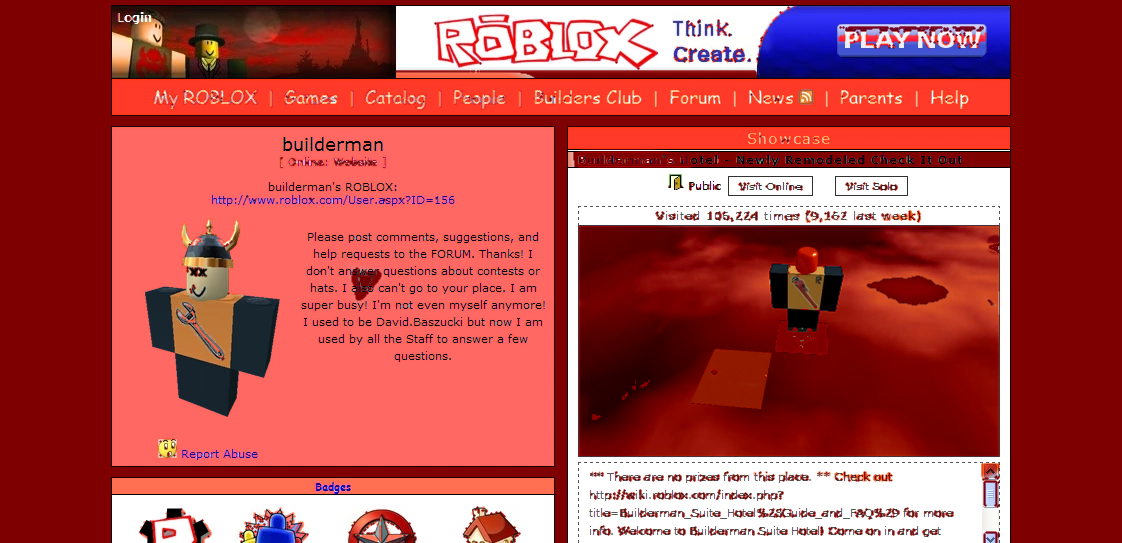 Roblox info page