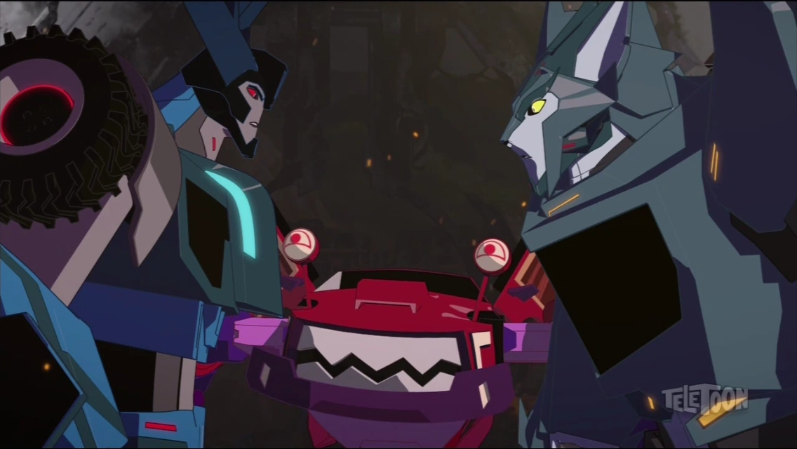 Image Steeljaw, Clampdown and Thunderhoof in the Scrapyard (Exiles